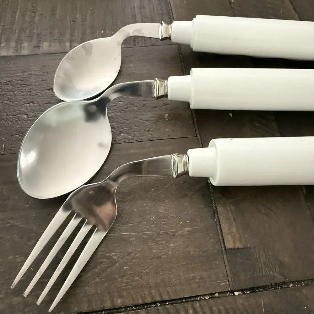 Adaptive Utensils 3 Piece Kitchen Set Weighted Non-Slip Handles Hand Tremors